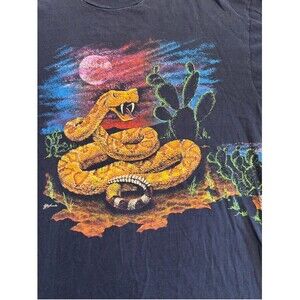 Vintage Hazelwood Rattlesnake Graphic Single Stitch T-shirt Men's XL Black